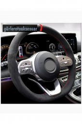 Opel Astra G Uyumlu Alkantra Nubuk Dikmeli Direksiyon Kılıfı Kırmızı Yüzüklü thumbnail 1