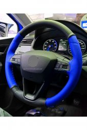 Toyota Avensis Direksiyon Kılıfı Iki Renkli Mavi Siyah thumbnail 1