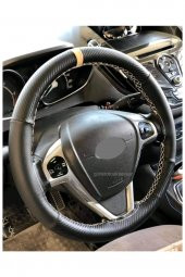 Ford Focus Uyumlu Dikmeli Direksiyon Kılıfı Alkantra Karbon Bej Yüzüklü - 1