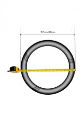 Dikmeli Deri Direksiyon Kılıfı Gri Yüzüklü Soft Esnek Kokusuz Standart 38cm - 3