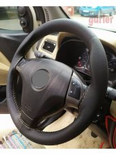 Fiat Fiorino Deri Dikmeli Direksiyon Kılıfı Siyah Deri Bej İpli thumbnail 1