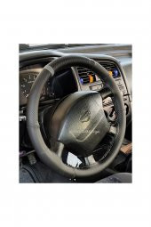 Nissan Primera  Uyumlu Noktalı-karbon Gri Yüzüklü Deri Dikmeli Direksiyon Kılıfı thumbnail 1