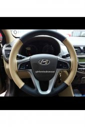 Hyundai Ix35 Deri Dikmeli Direksiyon Kılıfı Bej Siyah 4parçalı - 1