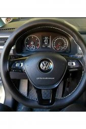 Volkswagen Passat B8 Deri Dikmeli Direksiyon Kılıfı Soft Gri Ipli 10.5cm thumbnail 1