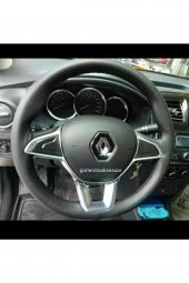 Renault Symbol Deri Dikmeli Direksiyon Kılıfı Soft Siyah Ipli 11cm - 1