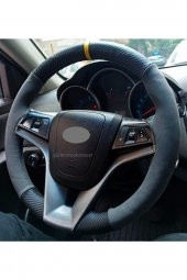 Chevrolet Cruze Dikmeli Direksiyon Kılıfı Alkantra-karbon Sarı Yüzüklü thumbnail 2