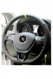 Vw Polo Uyumludur (2014-2018) Dikmeli Direksiyon Kılıfı Carbon Desenli-alkantra Sarı Yüzük - 1