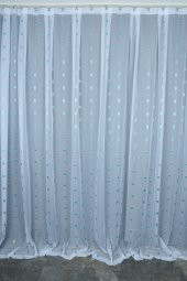 TERGAL YEŞİL KARELİ BEYAZ RENK TEK KANAT Hazır Dikilmiş Pileli Fon Perde 300*260 Cm thumbnail 1