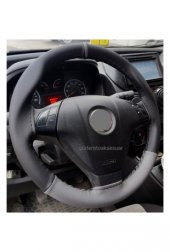 Nissan Qashqai 2 Direksiyon Kılıfı Dikmeli İki Renkli Yüzüklü Gri-Siyah - 2