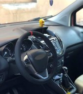 Ford Focus 2 Uyumlu Kırmızı Yüzüklü Nubuk Karbon Dikmeli Direksiyon Kılıfı - 1