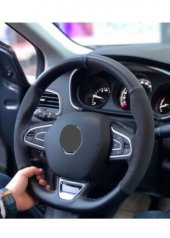 Renault Megane 2 Alcantra Mavi Yüzüklü Dikmeli Direksiyon Kılıfı - 2