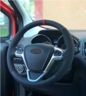 Ford Focus 2 Uyumlu Kırmızı Yüzüklü Nubuk Karbon Dikmeli Direksiyon Kılıfı - 2