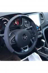 Renault Megane 4 Mavi Yüzüklü Alcantara Nubuk Deri Direksiyon Kılıfı - 2