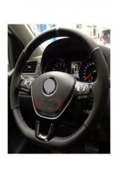 Vw Passat B8 Uyumlu Direksiyon Kılıfı Karbon-alkantra Gri Yüzüklü Gri Ipli - 1