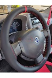 Dikmeli Deri Direksiyon Kılıfı Kırmızı Yüzüklü Soft Esnek Ve Kokusuz thumbnail 1