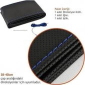 Peugeot Partner Tepee Dikmeli Direksiyon Kılıfı Noktalı Mavi İpli Kalınlık 11CM thumbnail 2