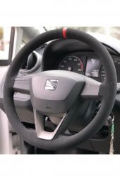 Seat Leon Alcantara Nubuk Dikmeli Direksiyon Kılıfı Kırmızı Yüzüklü - 1