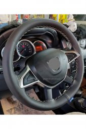 Dacia Duster Direksiyon Kılıfı Dikmeli Soft Gri İpli Genişlik 11cm - 1