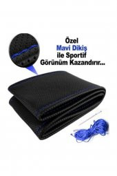 Universal Direksiyon Kılıfı Dikmeli Delikli Desen Mavi Ipli - 1