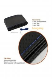 Universal Direksiyon Kılıfı Dikmeli Delikli Desen Mavi Ipli - 2