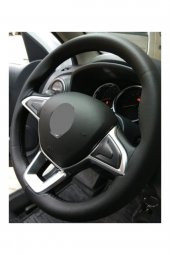 Universal Dikmeli Direksiyon Kılıfı Esnek Kokusuz Vinil Deri A+plus Siyah Ipli - 1