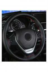 Universal Direksiyon Kılıfı Dikmeli Delikli Desen Kırmızı Ipli - 4