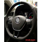 Universal Alkantra & Karbon Dikmeli Direksiyon Kılıfı Nubuk Gri Yüzüklü-gri Ipli - 1