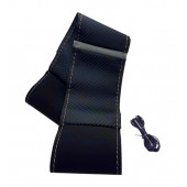 Universal Alkantra & Karbon Dikmeli Direksiyon Kılıfı Nubuk Gri Yüzüklü-gri Ipli - 2