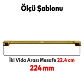 Gölcük (224 MM - 22.4 CM) Gold Altın Mobilya Mutfak Çekmece Dolap Dolabı Metal Kulpu Kulbu Kulpları thumbnail 2