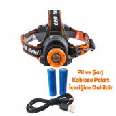 Kafa Lambası Şarjlı Zoom Özellikli Ledli Pilli Kamp Kafa Feneri 3 Fonksiyonlu 5 W 200 Lümen - 3