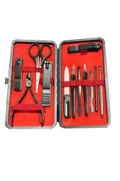 12 Parça Manikür Pedikür Seti Paslanmaz Çelik, Çantalı Siyah Tırnak Makası Bakım Seti - 1