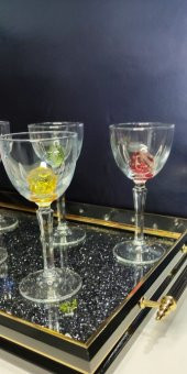 6Lı Hudson 6 Renkli Kadeh Seti Özel Üretim Yeni Tasarım Kahve Ya - 4