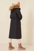 Armalı Bel Büzgülü Kaban Siyah - 2