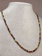 Krizopras Taşı 3mm 1000 Ayar Gümüş İpli Kolye (Sabit Klipsli) thumbnail 1