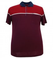 Büyük Beden Erkek Tişört Polo Yaka Pike Bordo Cepli - 1