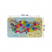 Eğitici ve Öğretici Detaylı Dekoratif Komşulu Türkiye Haritası Duvar Sticker 135 x 80 cm - 1