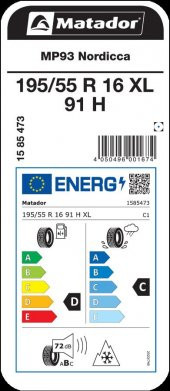 Matador 195/55 R16 91H XL MP93 Nordicca Oto Kış Lastiği Üretim 2023 - 3