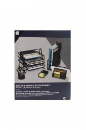 Metal Ofis Seti 5 Li Evrak Rafı Küpnotluk Magazinlik Kalemlik Mektupluk thumbnail 2