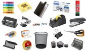 20 PARÇA MASA ÜSTÜ OFİS SETİ ÇÖP KOVASI, SEKRETERLİK, MAKAS, BANT MAKİNESİ, DELGEÇ, ZIMBA MAKİNESİ - 1