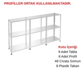 3 Katlı 3'lü Galvaniz Çelik Raf - Depo, Arşiv, Kiler, Dosya, Market Rafı  59x93 cm 50 cm 1.00 mm thumbnail 1