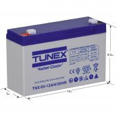 TUNEX 6V 12A 1,63 Kg Kuru Bakımsız Akü (151*50*94*100 Mm) TNX-6V12A - 4