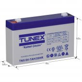 TUNEX 6V 7A 1,08 Kg Kuru Bakımsız Akü (151*35*94*100 Mm) TNX-6V7A - 2
