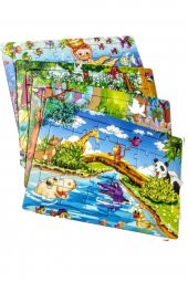 4 Adet Çocuk Eğitici Yapboz Çocuk Puzzle - 30 Parça Renkli Hayvanlar Alemi - 1