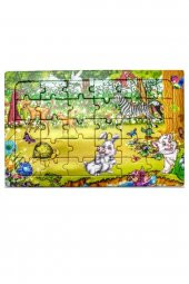 4 Adet Çocuk Eğitici Yapboz Çocuk Puzzle - 30 Parça Renkli Hayvanlar Alemi - 5