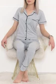 Önü Cepli Pijama Takımı Gri - 11404.1048. - 5