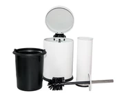 Dibanyo Banyo Seti 2'li Çöp Kovası&Klozet Fırçası Beyaz - 1