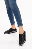Artı-Artı001-2122 Hakiki Deri Ortopedik  Kadın Sneaker Siyah Ayakkabı - 2
