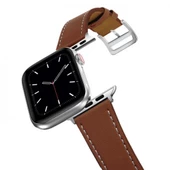 Polham Apple Watch 4-5-6 İle Uyumlu 44mm Retro Tasarımlı Deri Kordon, Ultra Sağlam Kilitli Kayış - 11