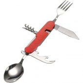 Nurgaz Campout Katlanır Kaşık Çatal Tirbuşon Kırmızı Ng Kkct-K - 1