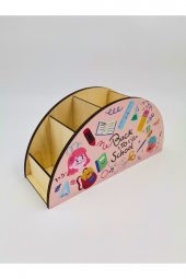 Berenden Ahşap Çocuklar İçin Masa Üstü Kalemlik & Organizer-Pembe - 3